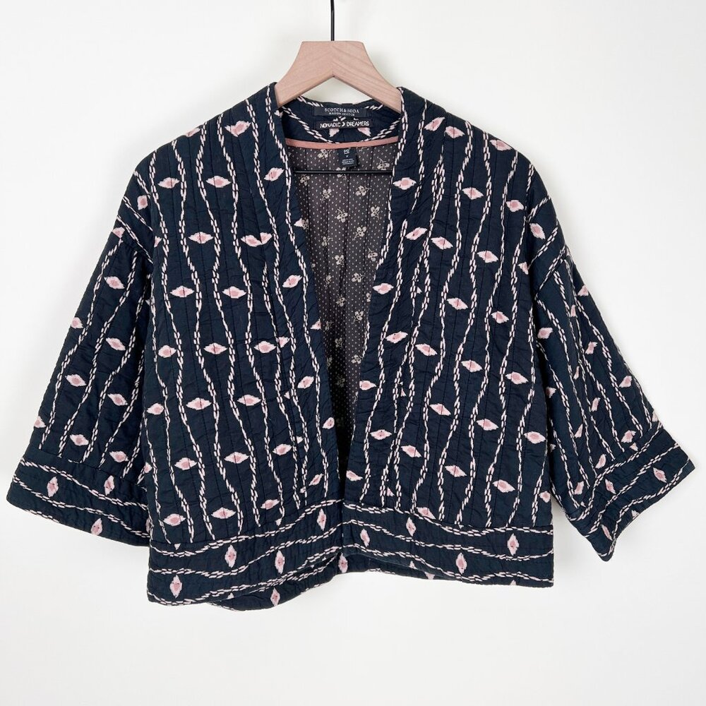Scotch & Soda Blue and Pink Cardigan with Relaxed Silhouette